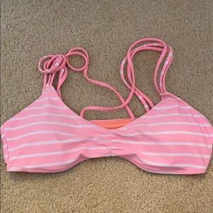 Adorable Coral and white bikini top